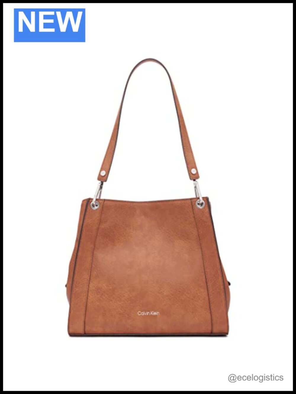 Vegan Leather Triple Compartment Shoulder Bag with Pockets